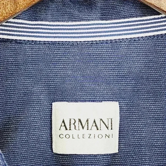 Armani Collezioni Chambray Button down Long sleeve  Men's Dress Shirt XL - Picture 5 of 8